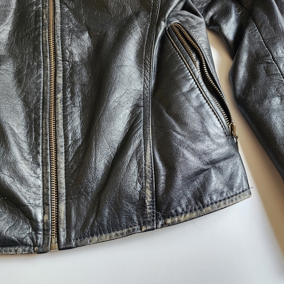 Vintage Genuine Leather Motorcycle Jacket Size L (but runs small) - Picture 3 of 12